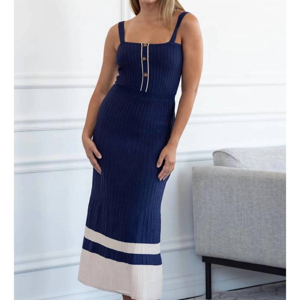 NEW ONE AND ONLY COLLECTIVE victoria ribbed maxi dress in navy